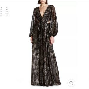 HALSTON MADELYN SEQUIN CUT-OUT GOWN